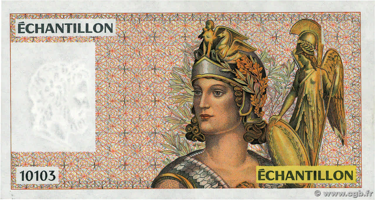 100 Francs DELACROIX, type Athéna Échantillon FRANCE regionalismo y varios  1980  SC+