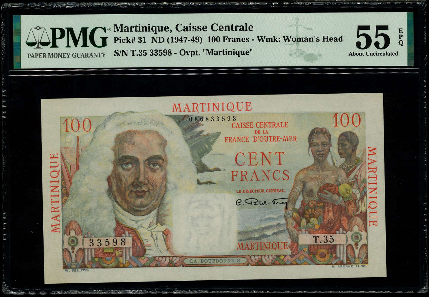 100 Francs La Bourdonnais MARTINIQUE  1946 P.31a SPL