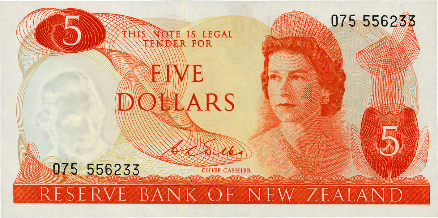 5 Dollars NEW ZEALAND  1968 P.165b AU