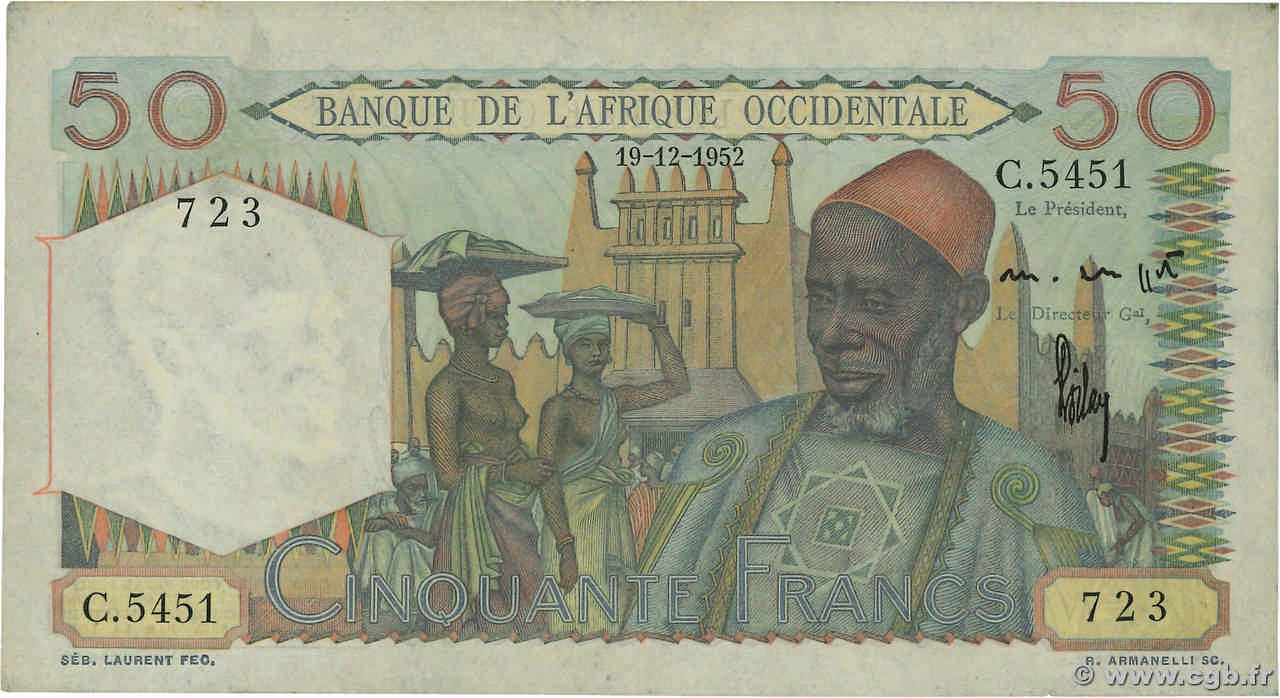 50 Francs AFRIQUE OCCIDENTALE FRANÇAISE (1895-1958)  1952 P.39 SUP