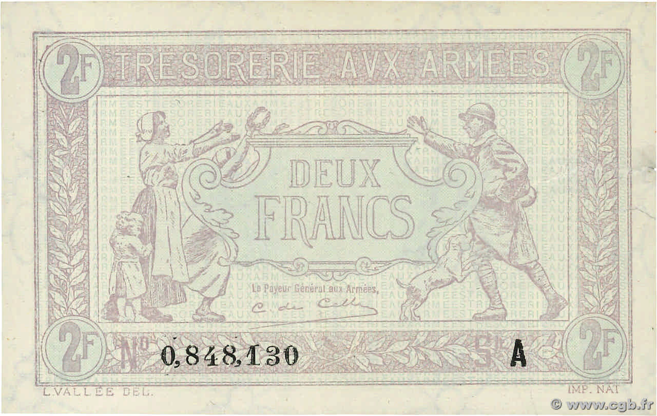 2 Francs TRÉSORERIE AUX ARMÉES FRANCE  1917 VF.05.01 XF