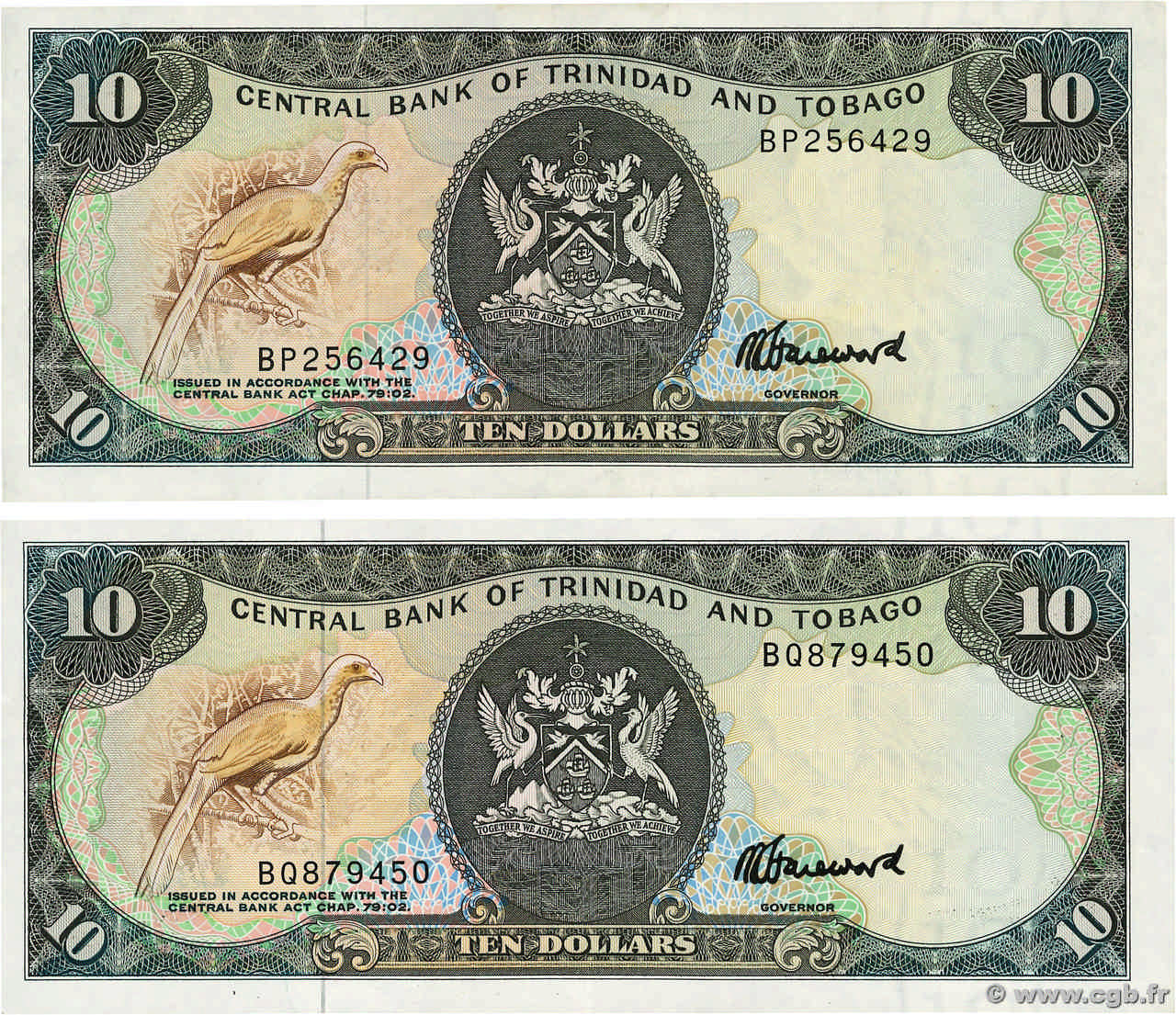 10 Dollars Lot TRINIDAD Y TOBAGO  1985 P.38c EBC+