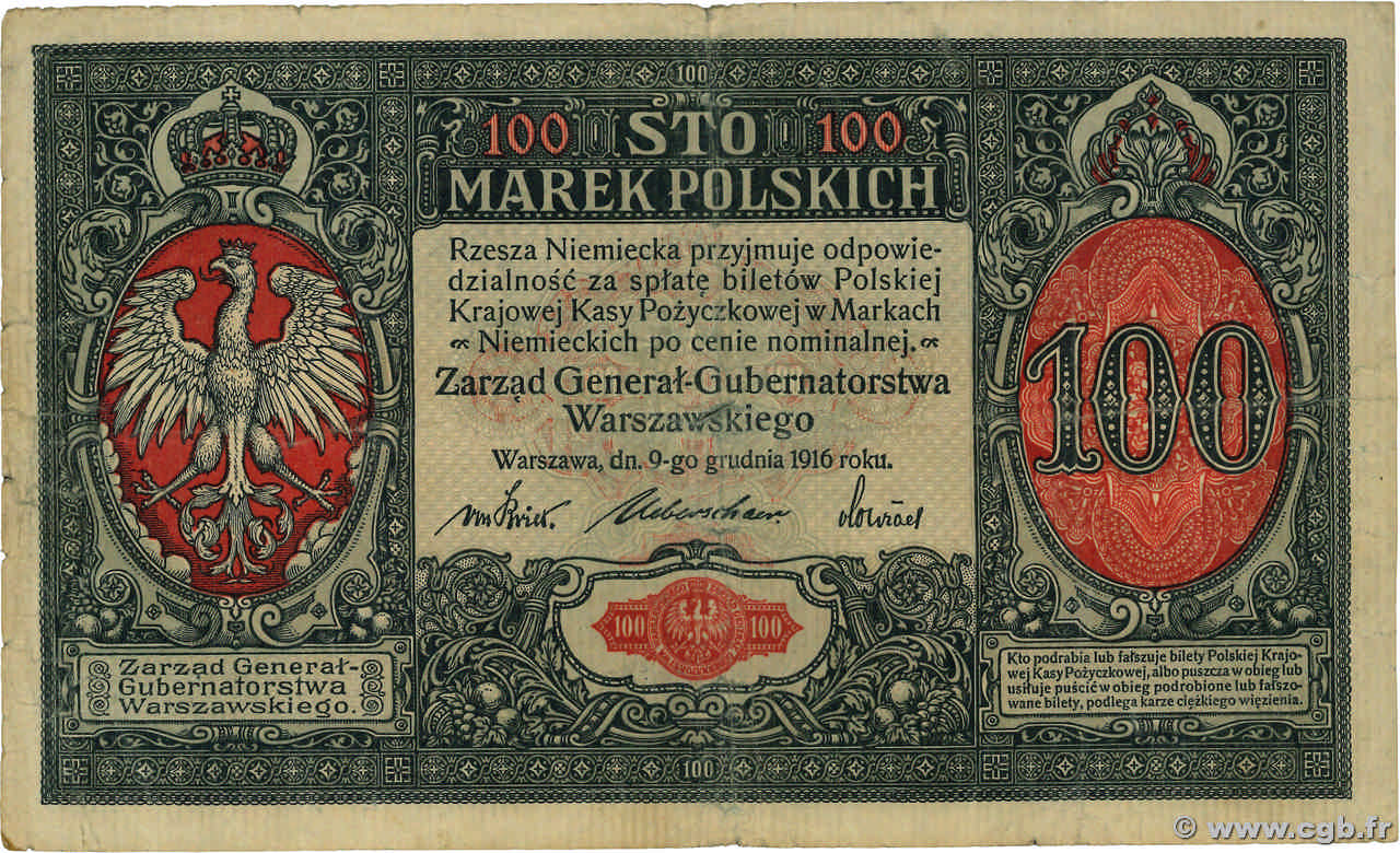 100 Marek POLAND  1916 P.015 G