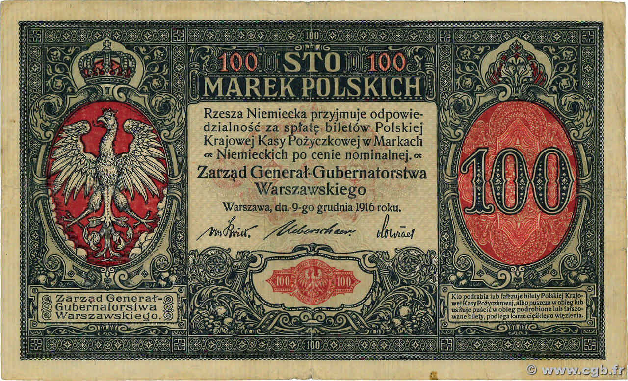 100 Marek POLAND  1916 P.015 G