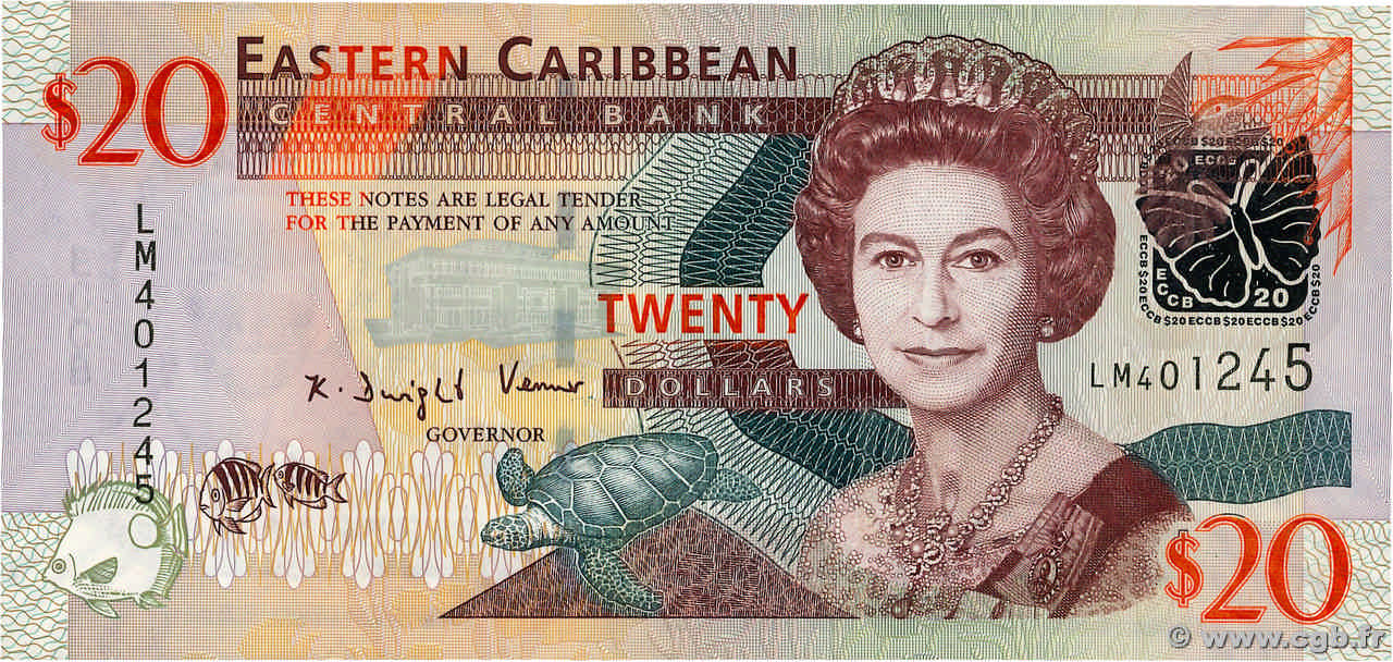 20 Dollars EAST CARIBBEAN STATES  2008 P.49 XF+