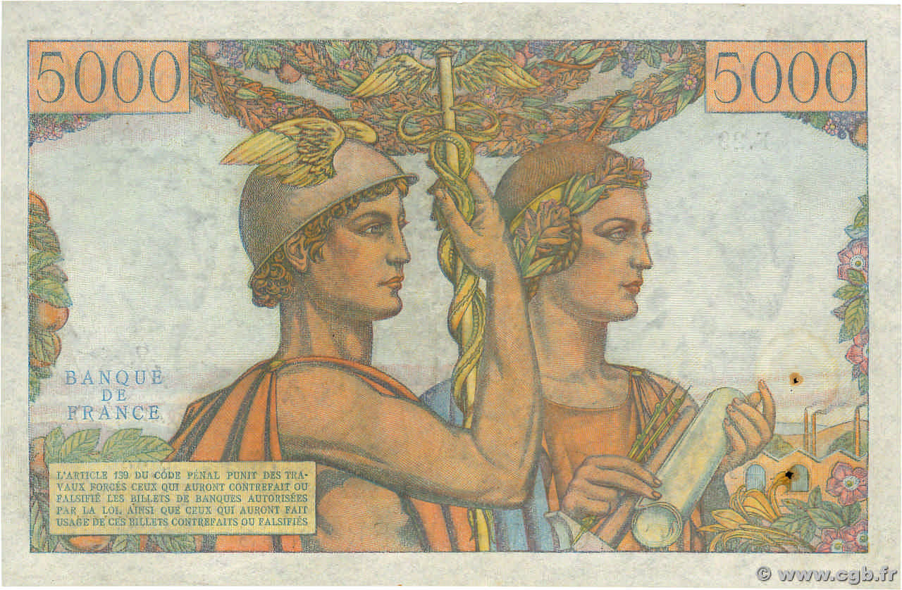 Billet France 5000 Francs Terre Et Mer 1949 - TTB+ - Émission 10/03/1949 - F.48.01