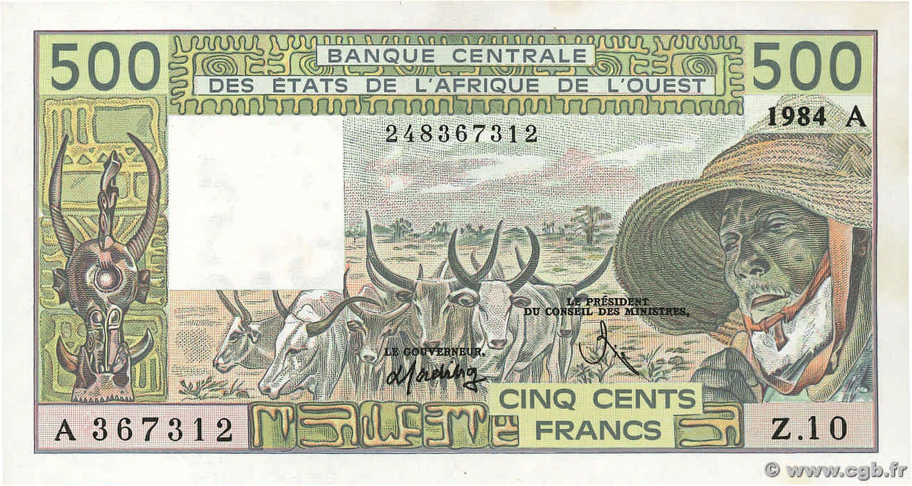 500 Francs ÉTATS DE L AFRIQUE DE L OUEST  1984 P.106Ag SPL