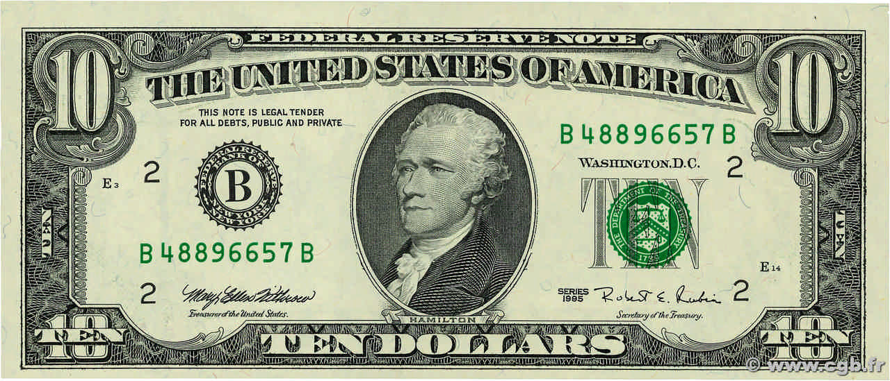 10 Dollars ÉTATS-UNIS D&nbsp;AMÉRIQUE New York 1995 P.499 pr.NEUF