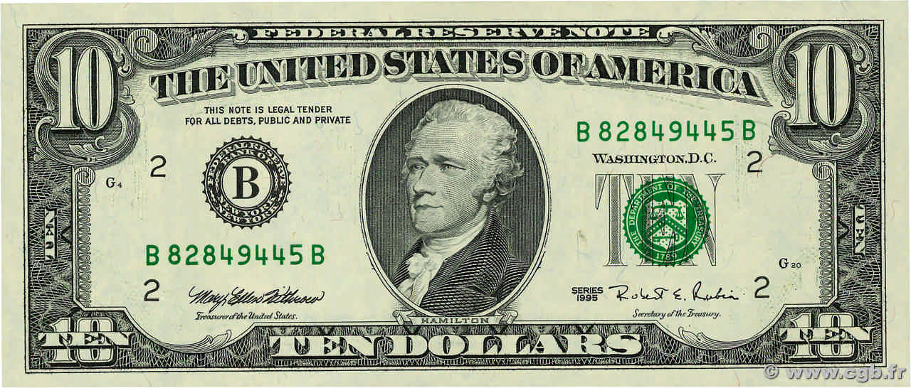 10 Dollars ÉTATS-UNIS D AMÉRIQUE New York 1995 P.499 pr.NEUF