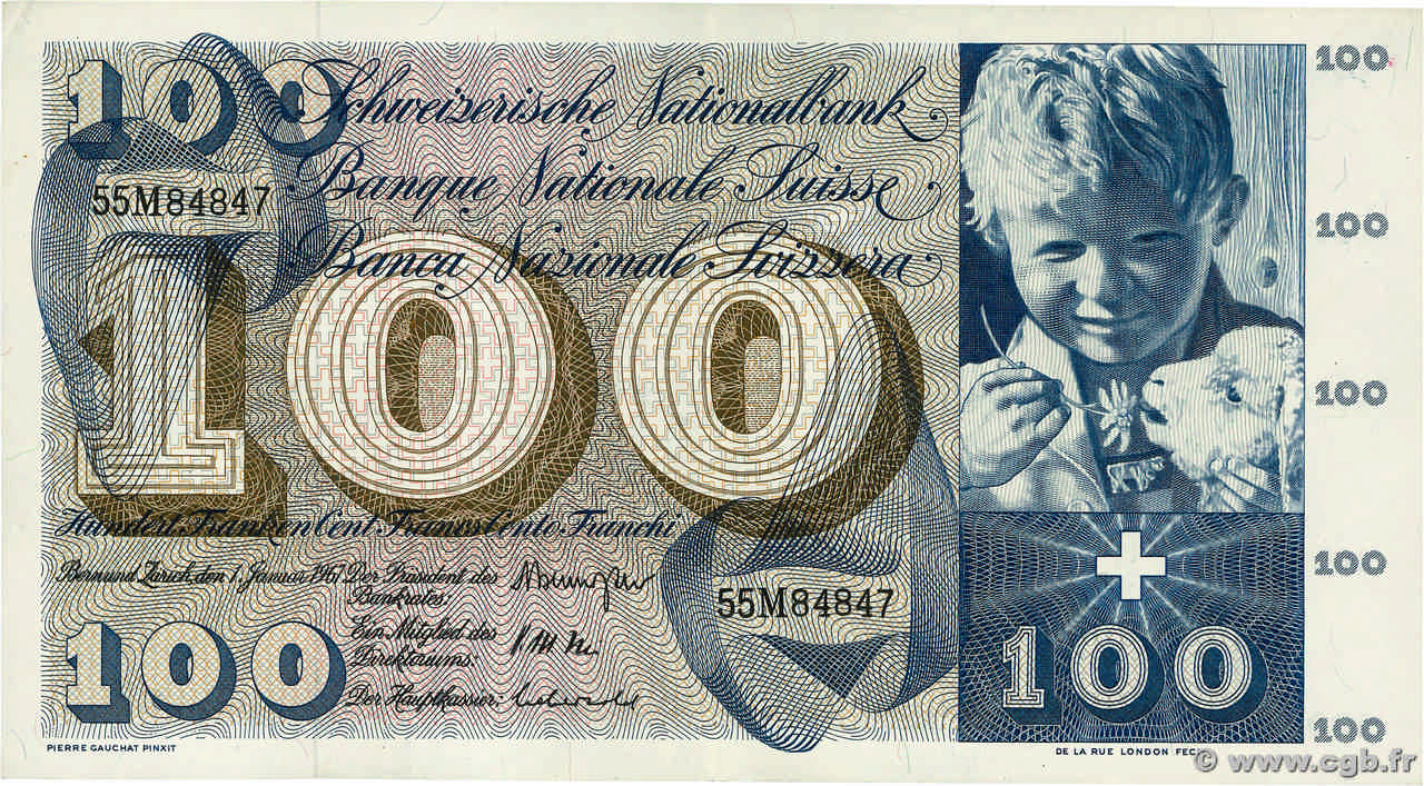 100 Francs SUISSE  1967 P.49i VZ+