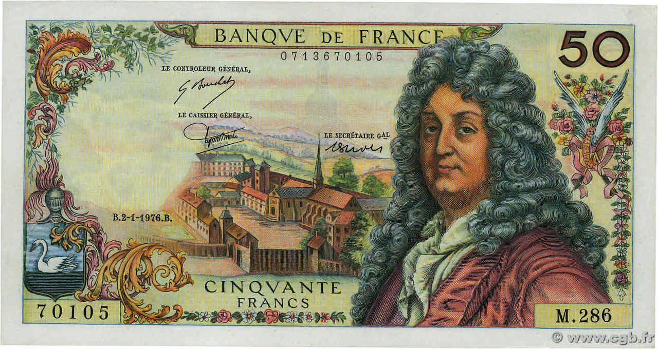 50 Francs RACINE FRANCIA  1976 F.64.32 SPL