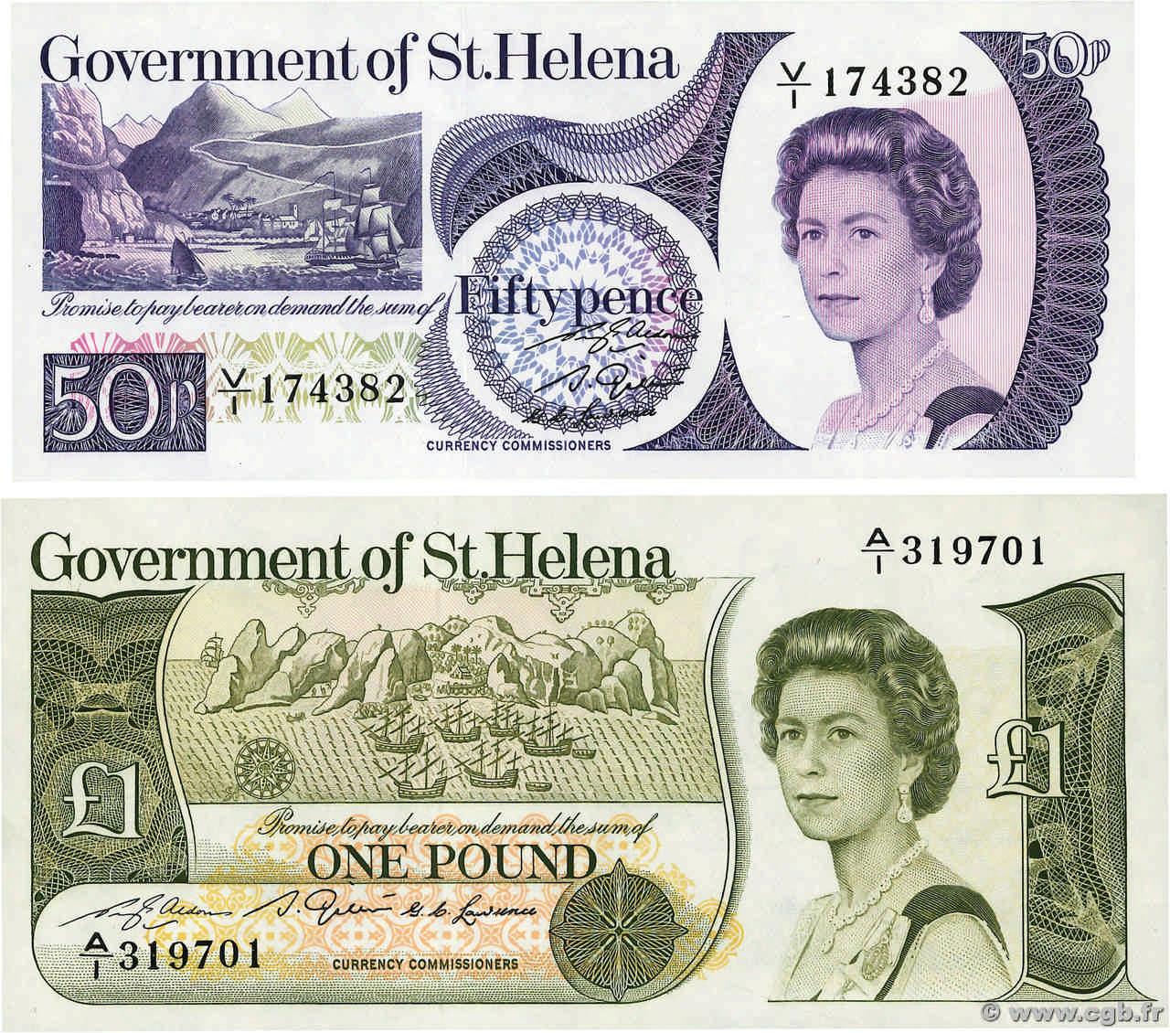 50 Pence et 1 Pound Lot SANT ELENA  1979 P.05a et P.09a q.FDC