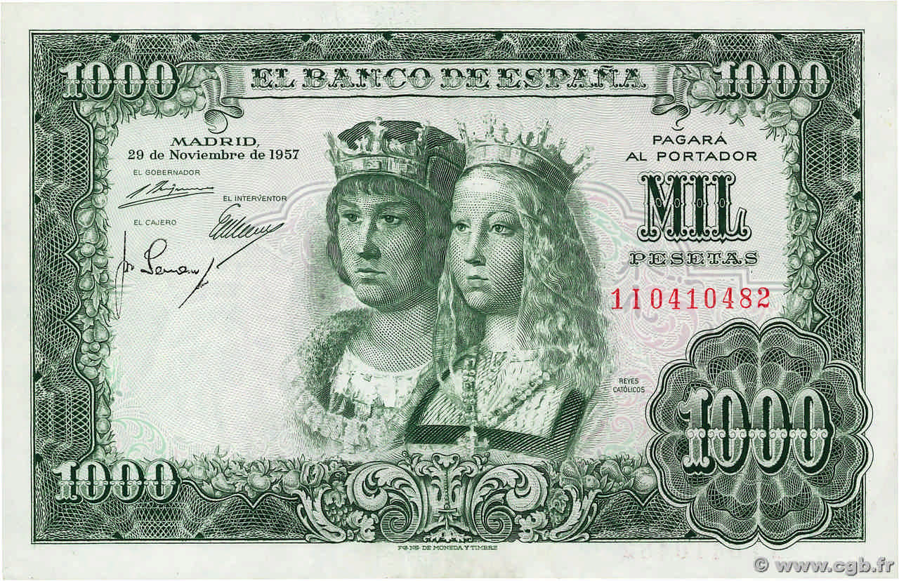 1000 Pesetas ESPAGNE  1957 P.149a SUP+