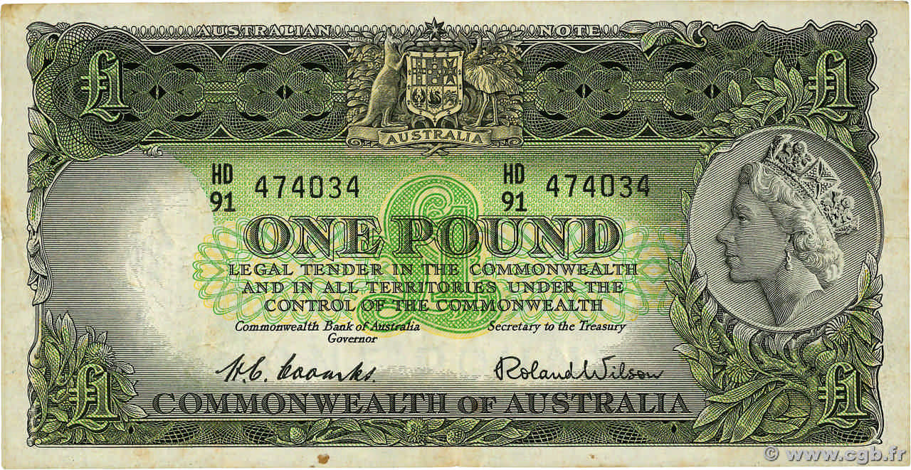 1 Pound AUSTRALIA  1953 P.30a q.BB