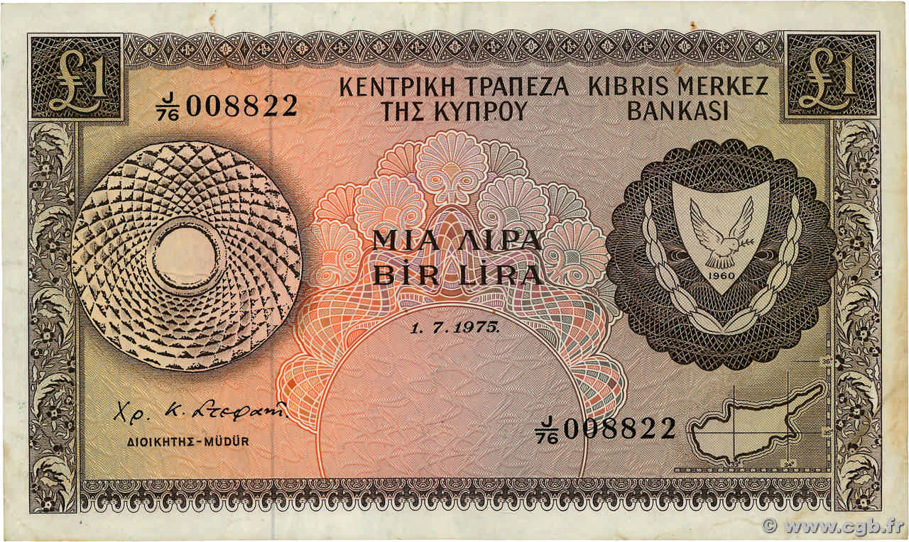 1 Pound ZYPERN  1975 P.43b fSS