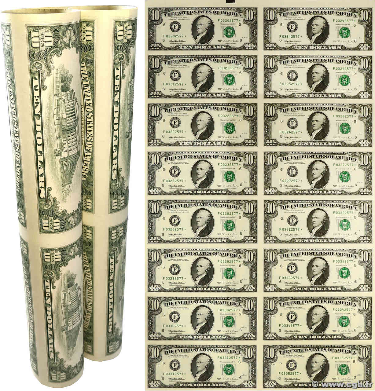 10 Dollars Planche UNITED STATES OF AMERICA Atlanta 1995 P.499* UNC