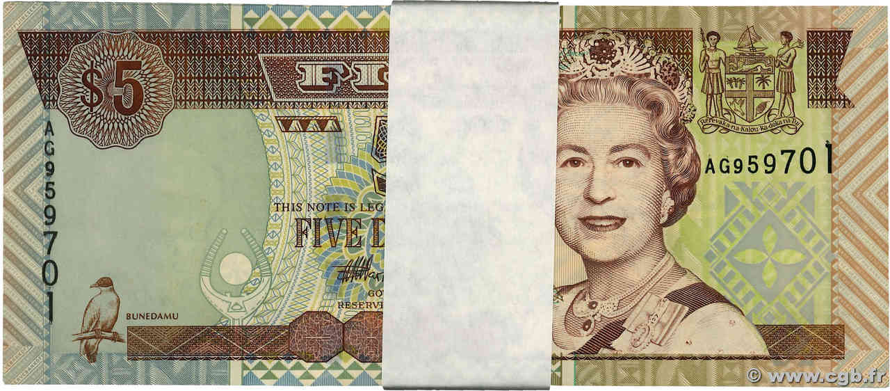5 Dollars Liasse FIDJI  2002 P.105b pr.NEUF