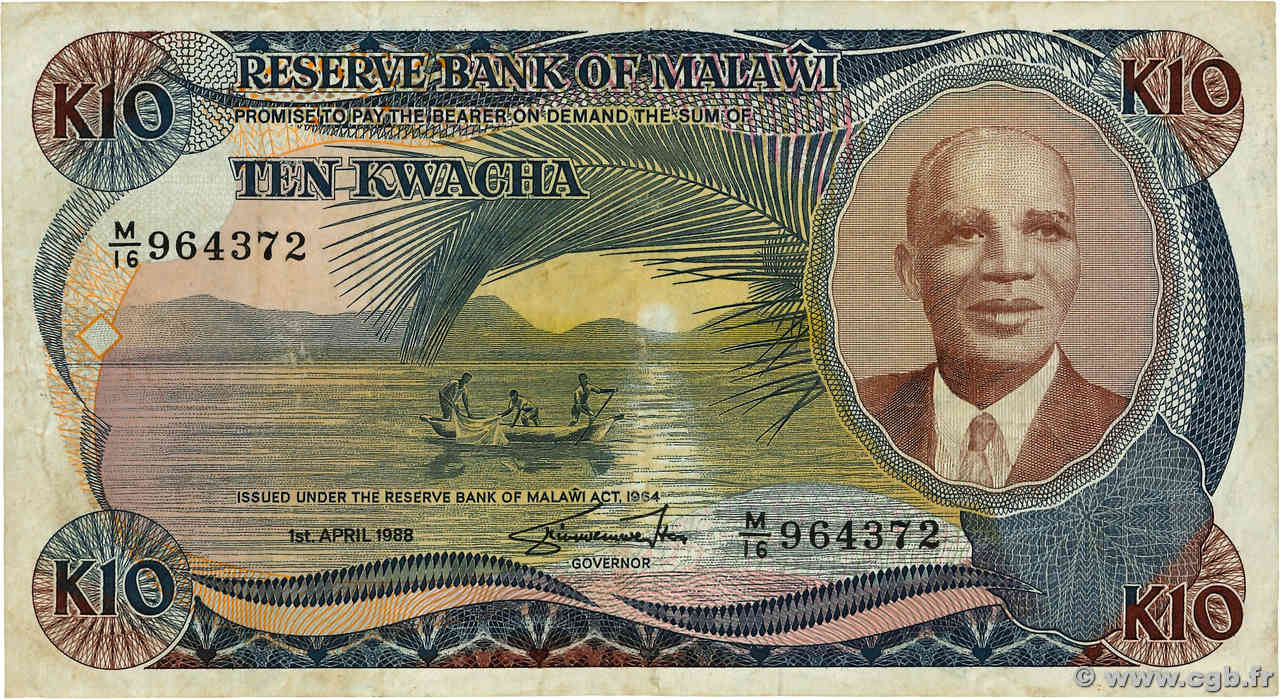 10 Kwacha MALAWI  1988 P.21b TTB