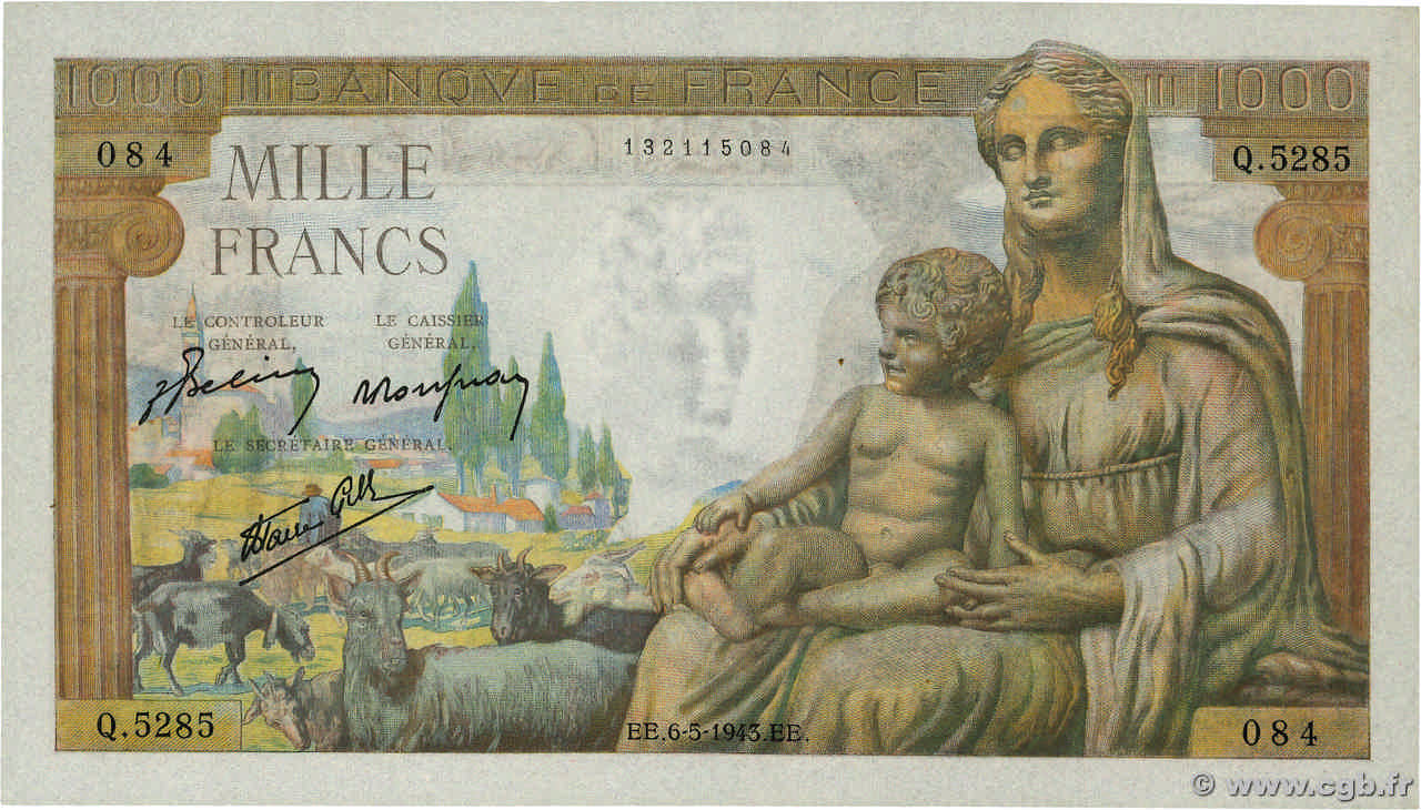 1000 Francs DÉESSE DÉMÉTER FRANCIA  1943 F.40.23 AU
