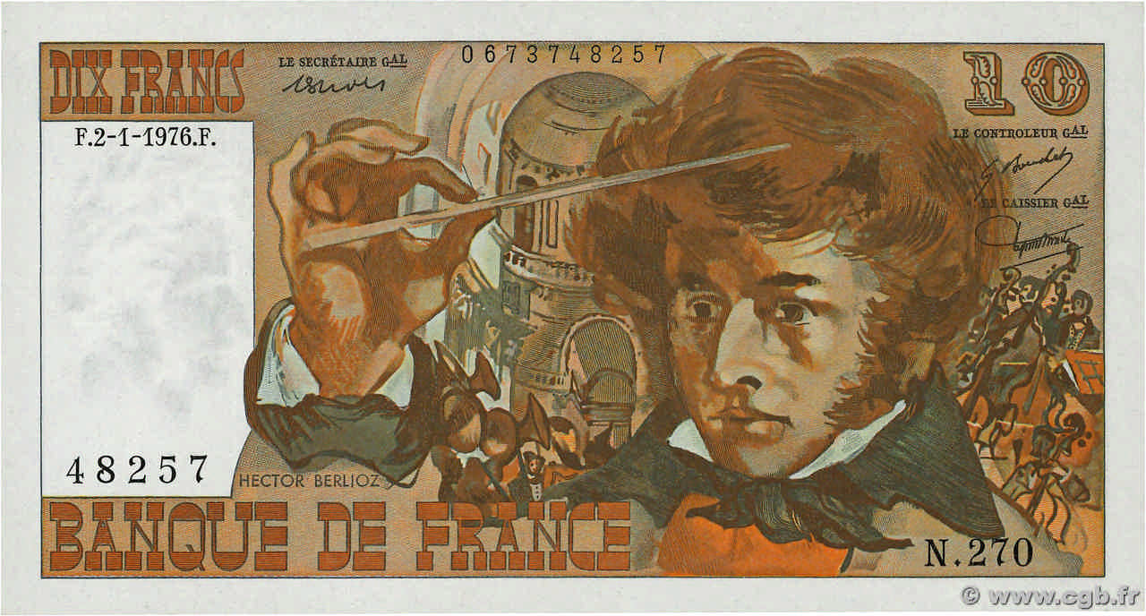 10 Francs BERLIOZ FRANCIA  1976 F.63.16 SC+