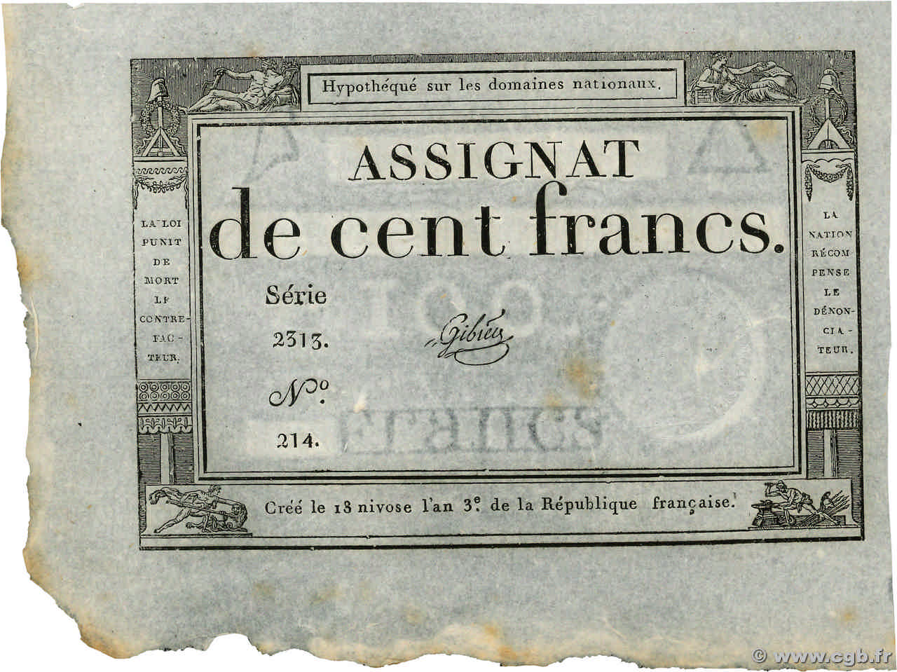 100 Francs FRANCIA  1795 Ass.48a q.AU