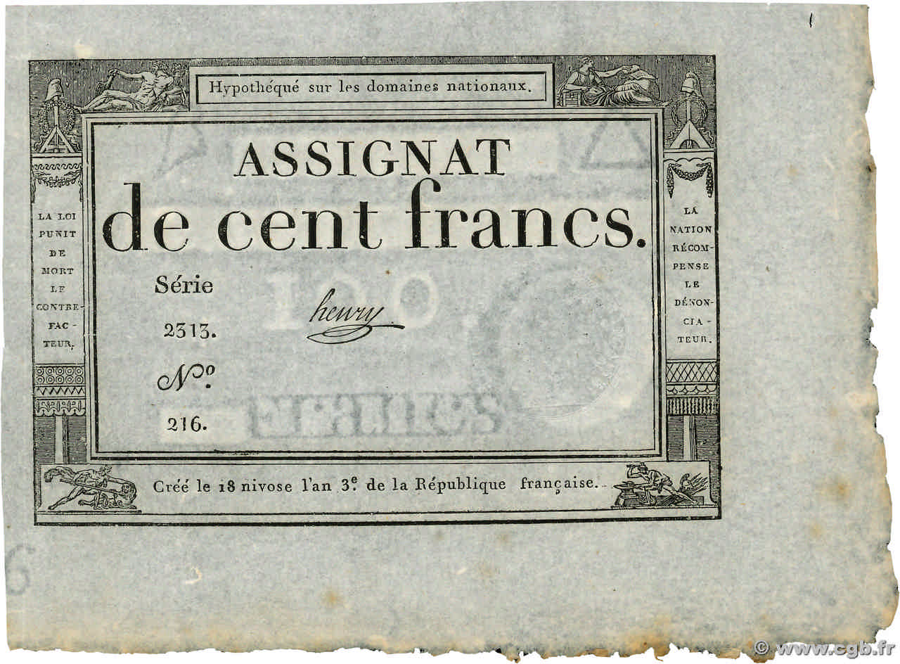100 Francs FRANCIA  1795 Ass.48a SC