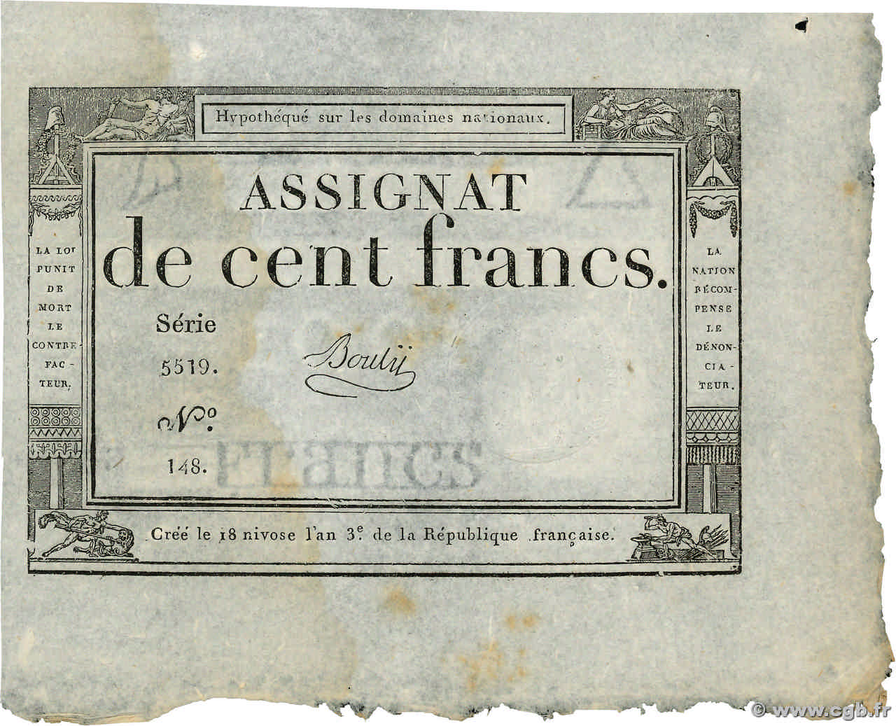 100 Francs FRANCIA  1795 Ass.48a SPL