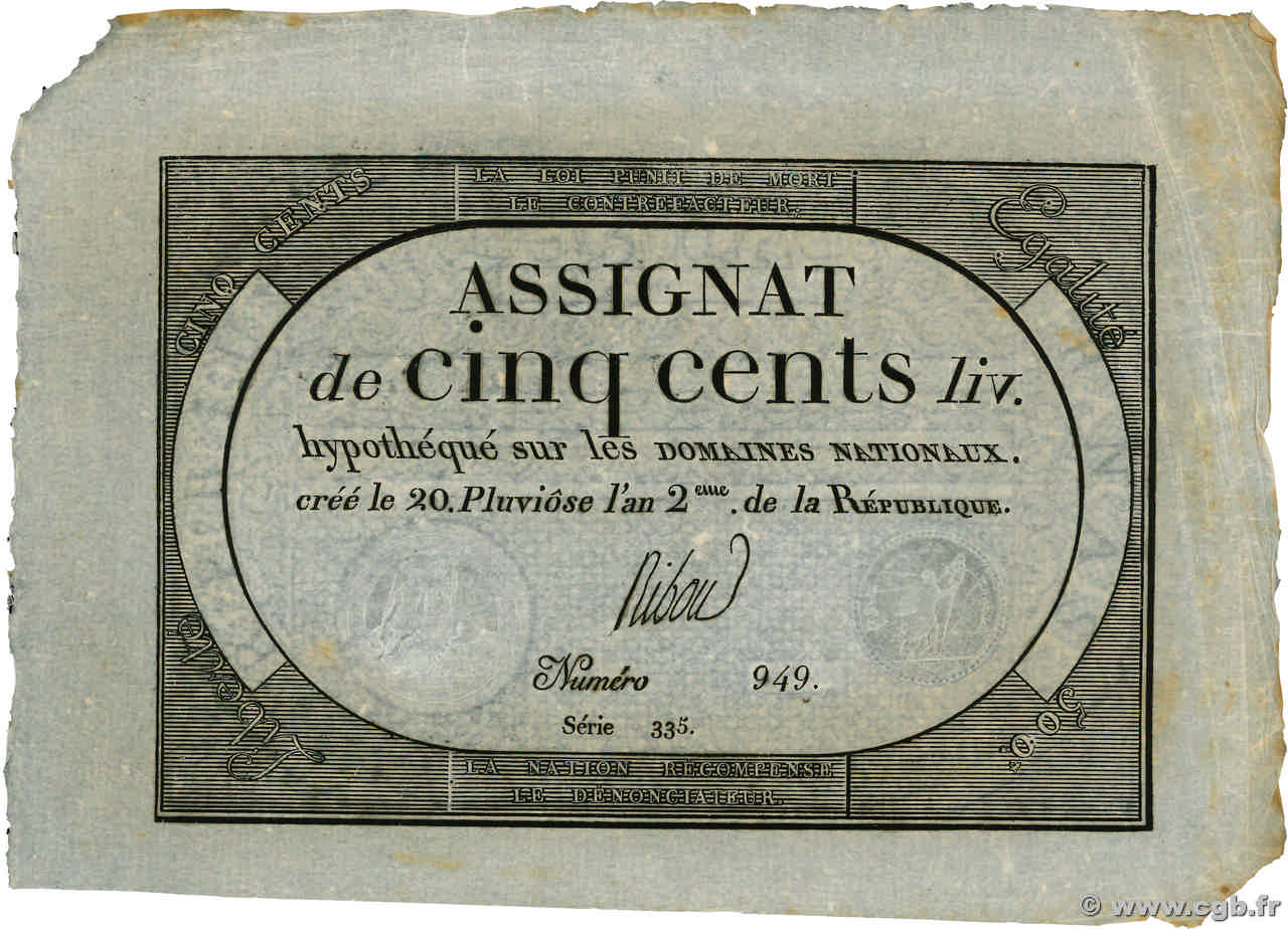 500 Livres  FRANCIA  1794 Ass.47a SPL