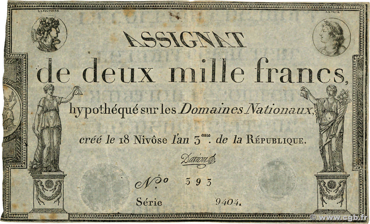 2000 Francs FRANCIA  1795 Ass.51a q.SPL