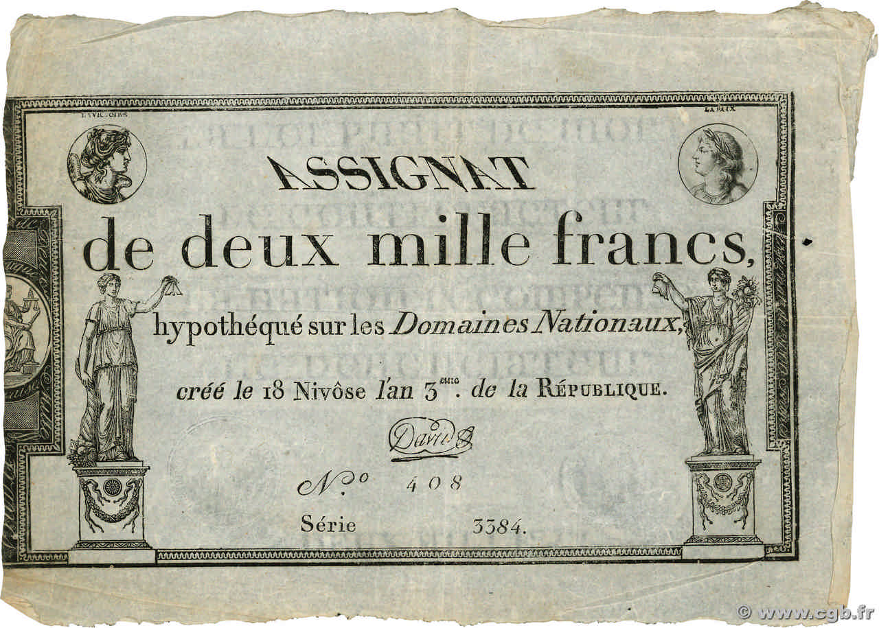 2000 Francs FRANCE  1795 Ass.51a pr.SUP