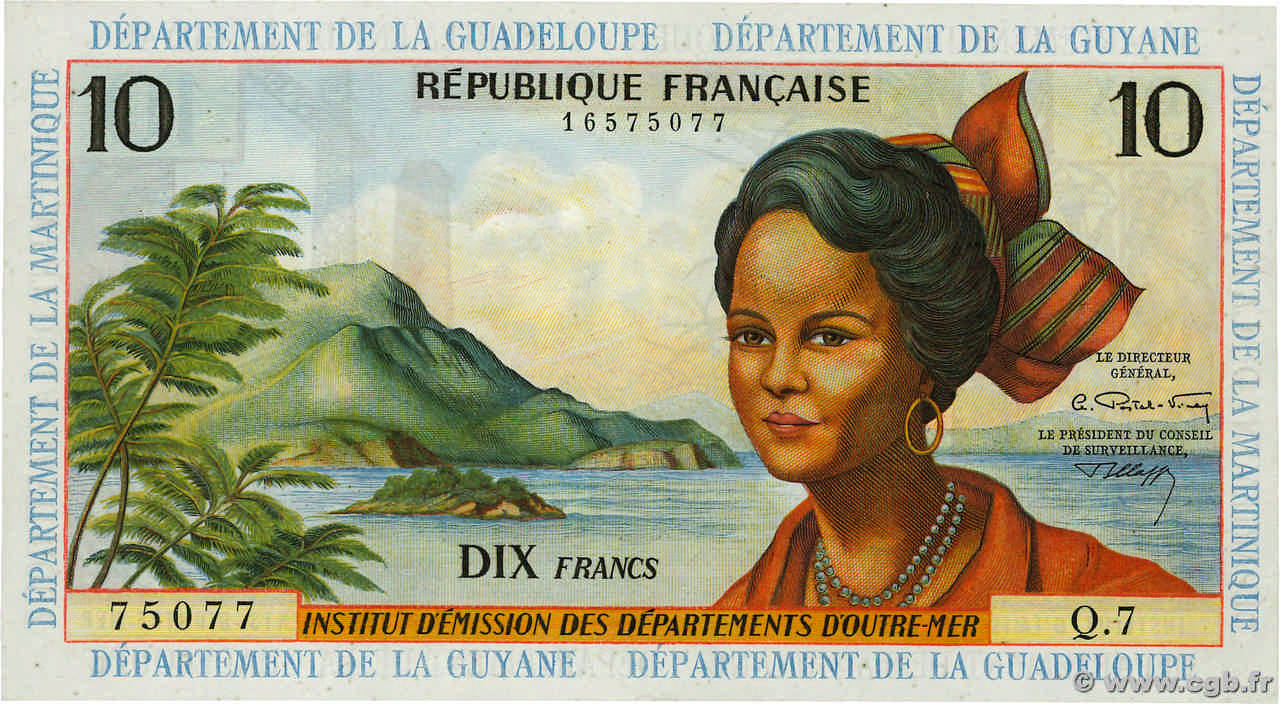 10 Francs FRENCH ANTILLES  1964 P.08b SPL+