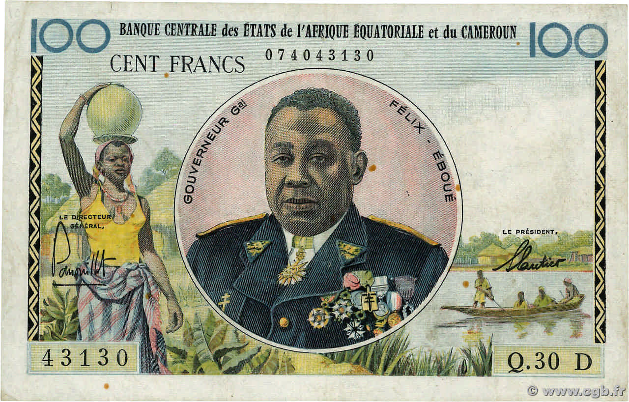 100 Francs ÉTATS DE L AFRIQUE ÉQUATORIALE  1961 P.01d TTB