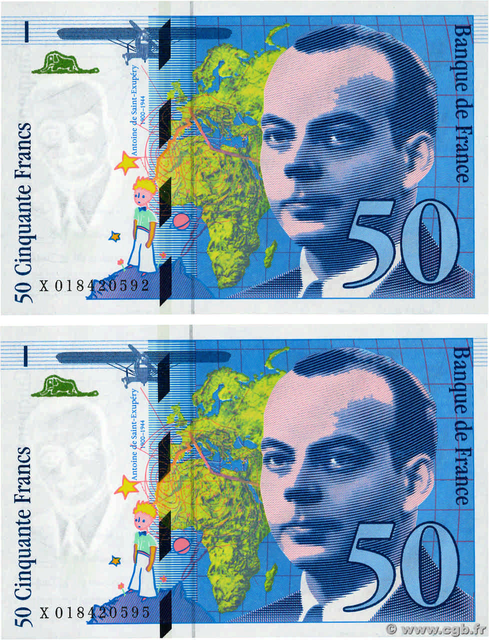 50 Francs SAINT-EXUPÉRY modifié Lot FRANKREICH  1994 F.73.01b ST