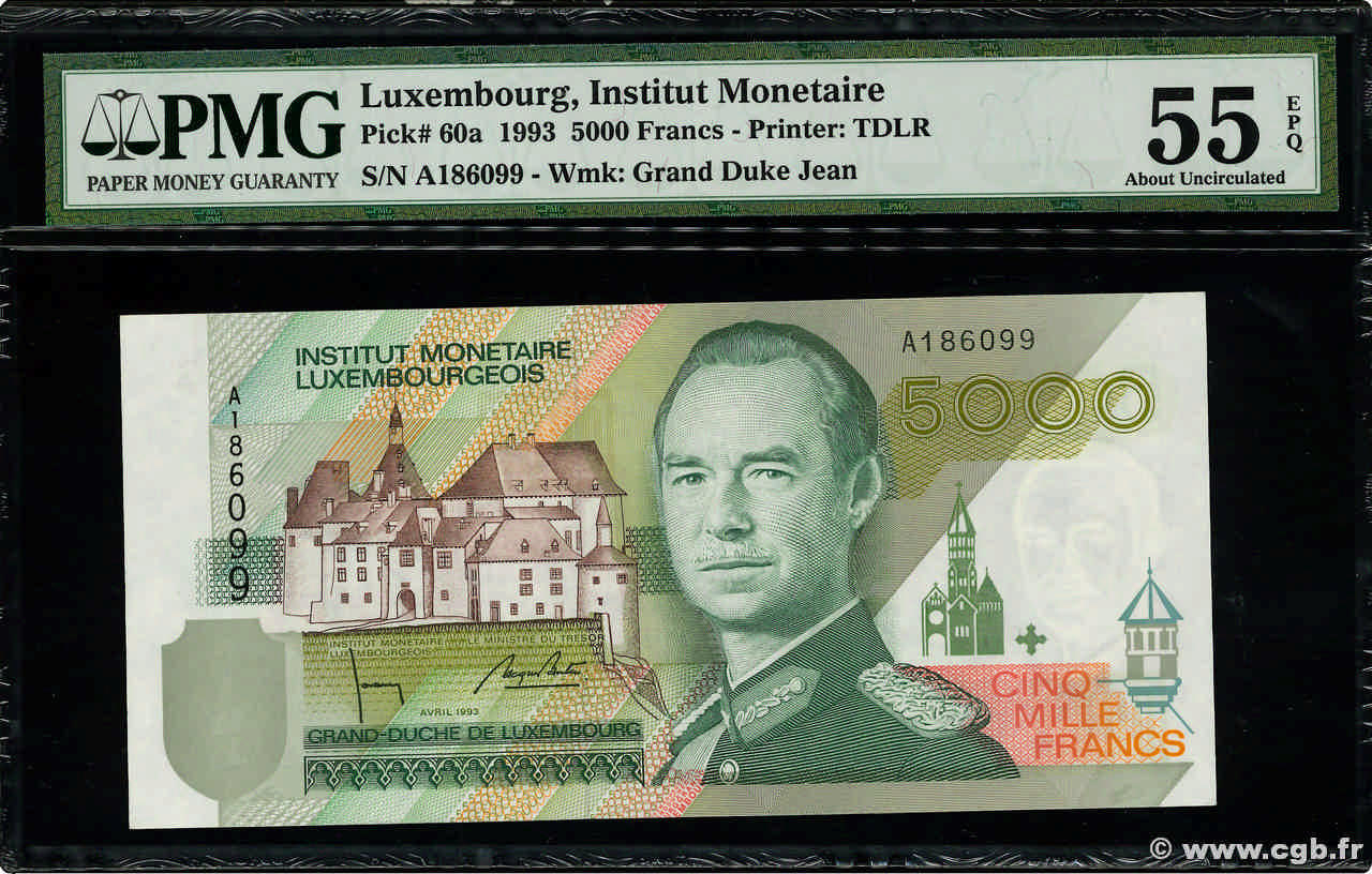 5000 Francs LUXEMBOURG  1993 P.60a AU