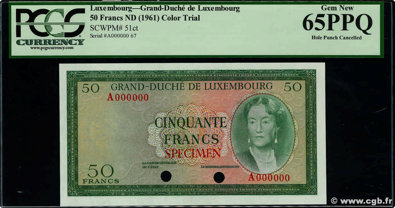 50 Francs Spécimen LUXEMBOURG  1961 P.51sct NEUF
