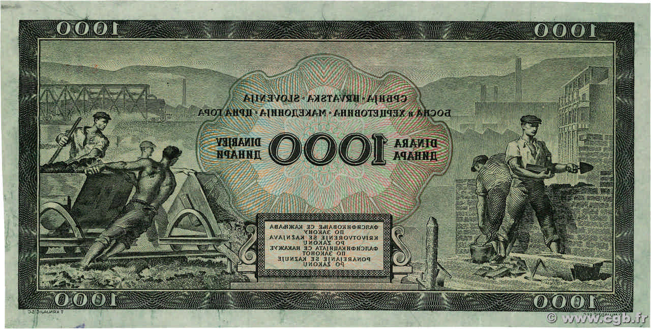 1000 Dinara Épreuve YOUGOSLAVIE  1949 P.- pr.NEUF