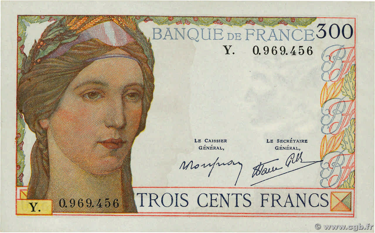 300 Francs FRANKREICH  1939 F.29.03 fST