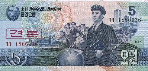 5 Won Spécimen NORTH KOREA  1992 P.CS2 UNC