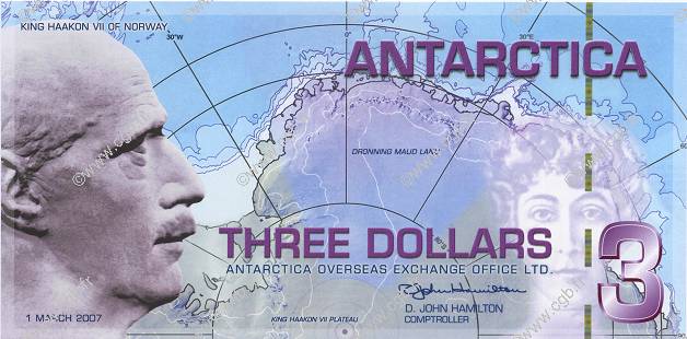 3 Dollars ANTARCTIC  2007 P.- UNC