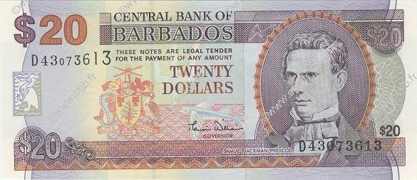 20 Dollars BARBADOS  2000 P.63 UNC