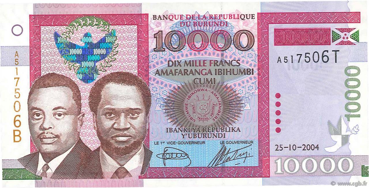 10000 Francs BURUNDI  2004 P.43 ST