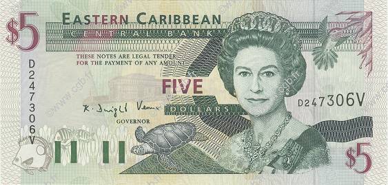 5 Dollars EAST CARIBBEAN STATES  1994 P.31v UNC