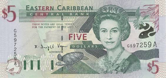 5 Dollars EAST CARIBBEAN STATES  2000 P.37a ST