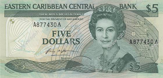 5 Dollars EAST CARIBBEAN STATES  1986 P.18a UNC