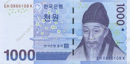 1000 Won SOUTH KOREA   2007 P.54a UNC