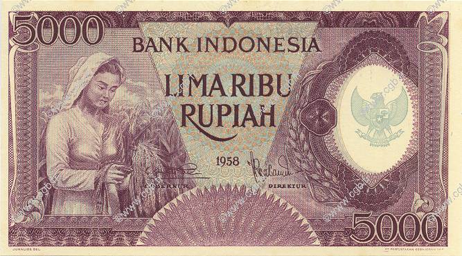 5000 Rupiah INDONÉSIE  1958 P.064 pr.NEUF