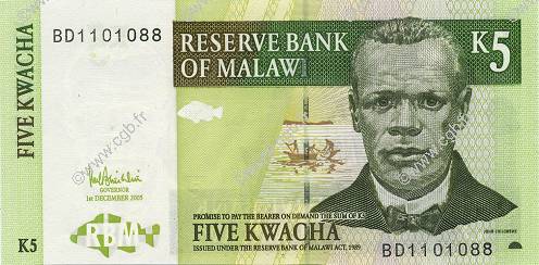 5 Kwacha MALAWI  2005 P.36c UNC
