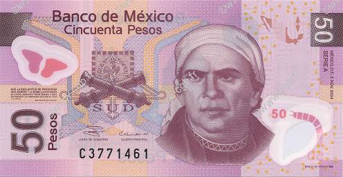 Mexico UNC 50 Pesos POLYMER 2015 2016 P-123-New New Sign 