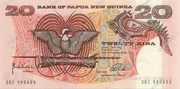 PAPUA NEW GUINEA 20 Kina 1981 ND P-10c UNC Banknote Paper Money 