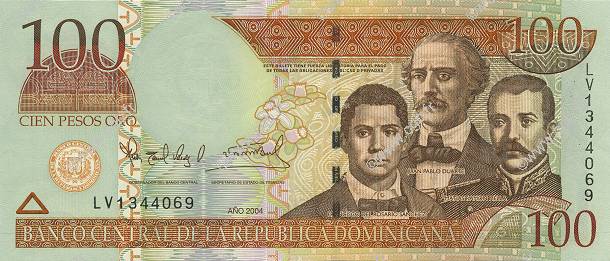 100 Pesos Oro DOMINICAN REPUBLIC  2004 P.171a UNC